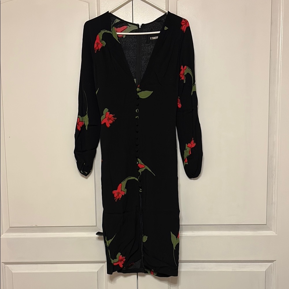Reformation Black Floral Dress (Size 2)